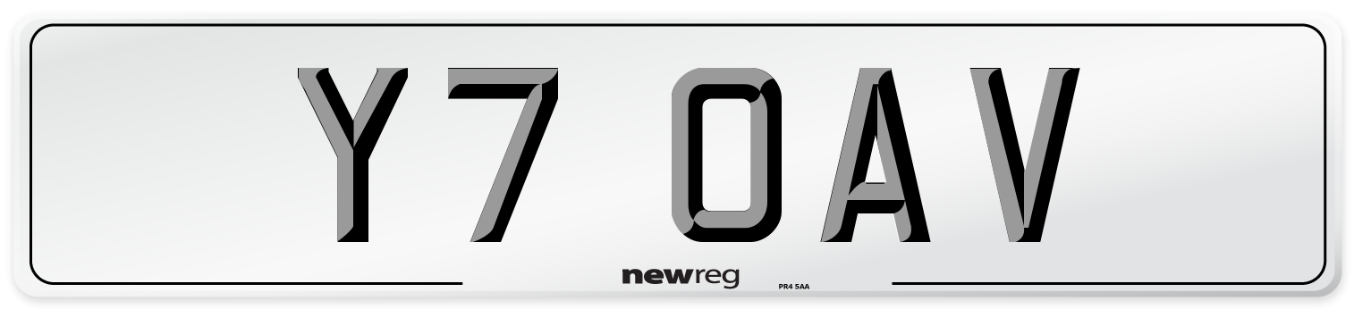Y7 OAV Number Plate from New Reg